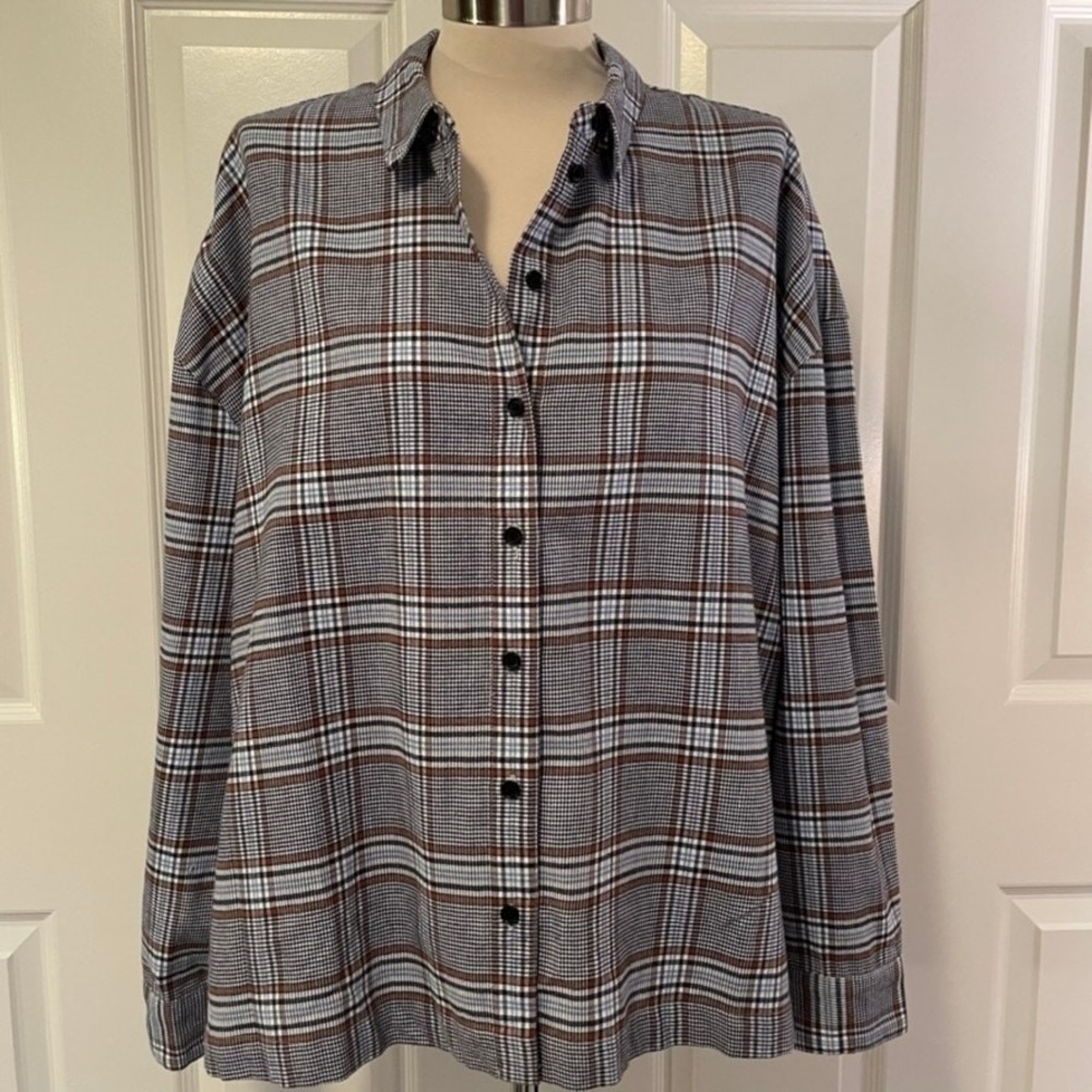 Madewell Westlake Glen Plaid 100% Cotton Button Oversized Shirt Womens XL